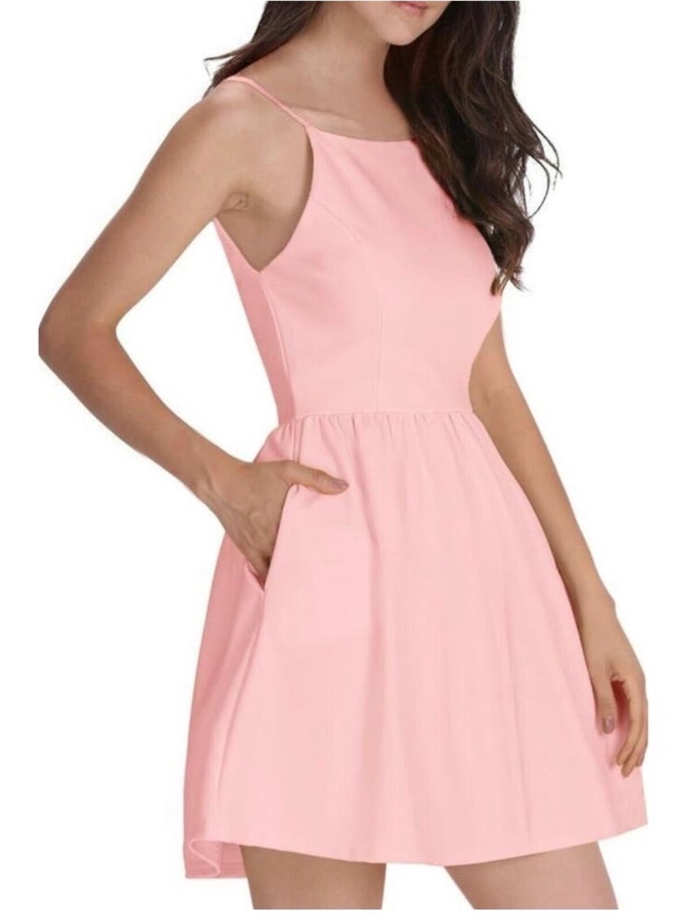 Fancyinn Light Pink Spaghetti Strap Mini Dress size. L